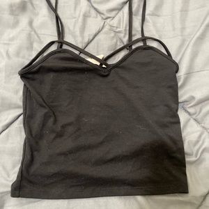 Black crisscross crop top